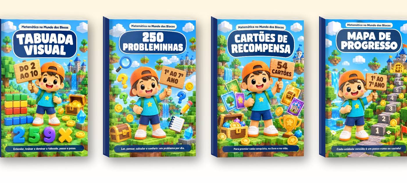 Tabuada Visual, 250 Probleminhas, Cartões de Recompensa e Mapa de Progresso